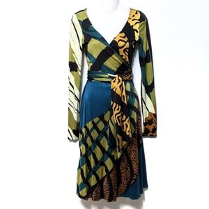 Issa London 100% Silk Graphic Wrap Midi Dress 6